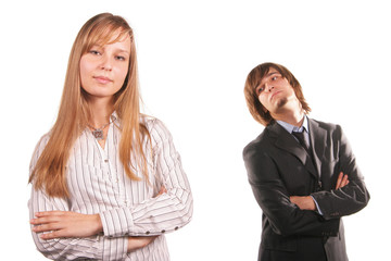 Attractive young girl and man