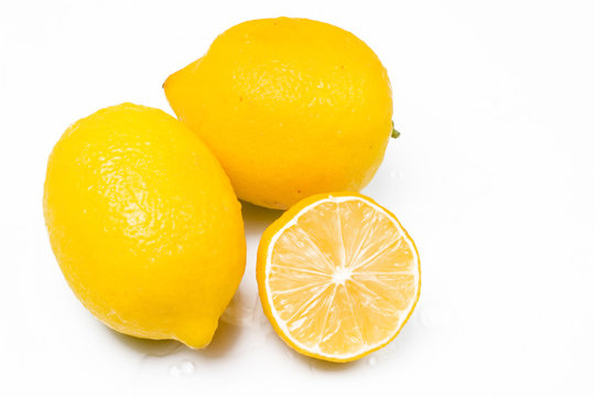 yellow lemons on white