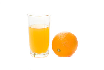 glass with orange juice and orange