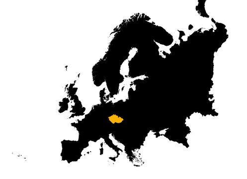 Europe with highlighted Czech Republic map