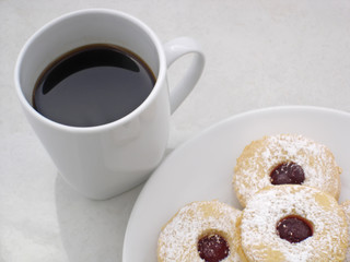 close up coffee and shortbread