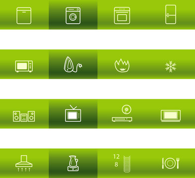 Green bar household goods icons