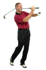Golfer throwing a club.
