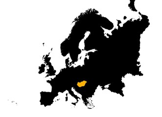 Europe with highlighted Hungary map