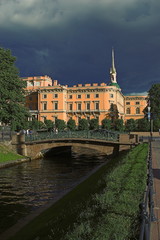 Building of the Engineering lock before a thunder-storm