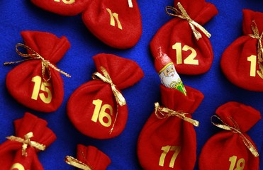 Chocolate figure of Santa Claus in  Advent calendar