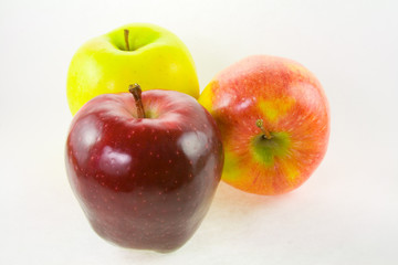 Three different apples isolated on white