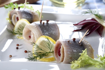 Marinated herring fillets