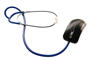  Stethoscope and of mouse lying on white background