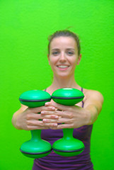 fitness training with dumbbell