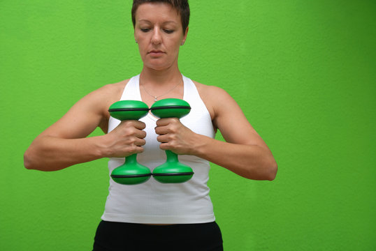 fitness training with dumbbell