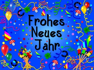 frohes neues jahr blau