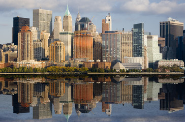 Image of Lower Manhattan and the Hudson River. - obrazy, fototapety, plakaty