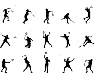 badminton silhouettes - obrazy, fototapety, plakaty