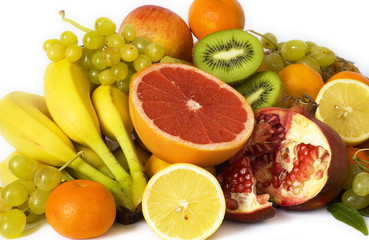 fresh fruits on white background