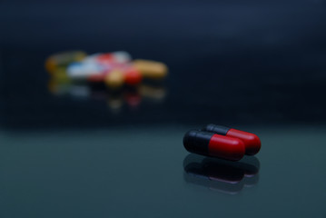 pills on glosy surface