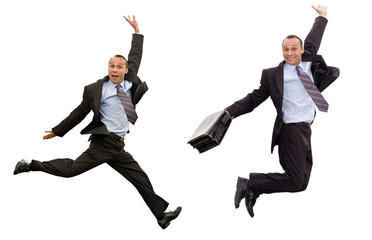 businessman victorious leap