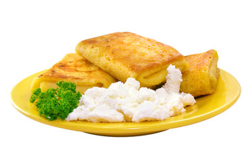 fried blins with curd