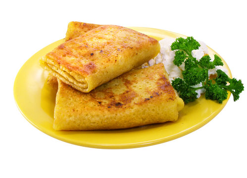 fried blins with curd