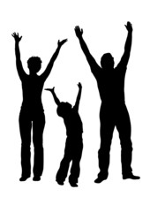 vector family with hands up