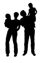 vector family with two children stand