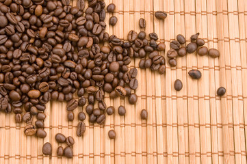 coffee beans with bamboo curtain