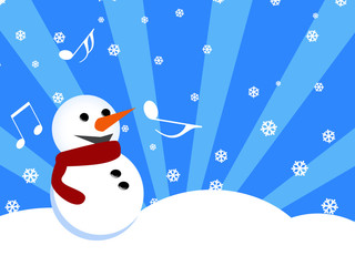 retro-styled christmas background with snowman