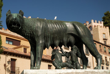 Romulus and Remus Statue in Segovia, Spain