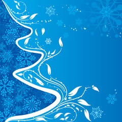 Christmas tree, winter background, vector illustration