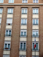 Détail de façade en brique, Paris