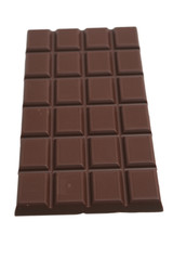 Tile of tasty chocolate on a white background