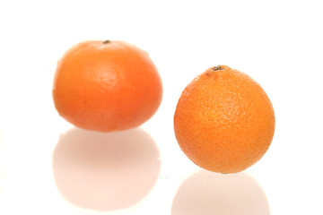 Two oranges on a white background
