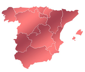 Carte Espagne Nuance Rouge 