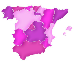 Carte Espagne Camaieu Rose