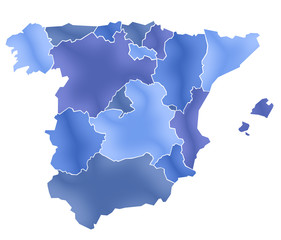 Carte Espagne Camaieu Bleu