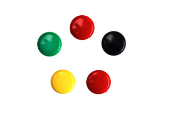 Five colored round magnets