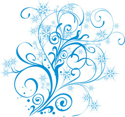 floral ornament with snowflakes -  vector