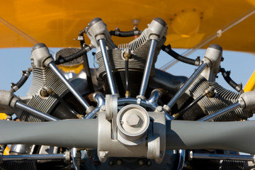 Vintage airplane engine closeup