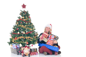 teenager holding xmas gifts