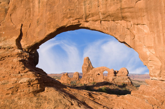 Turret Arch Framed by North Window