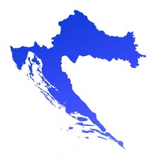 Fototapeta premium Mapa Chorwacji niebieski gradientu