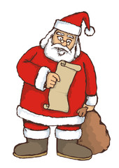 Sketch of Santa reading a list