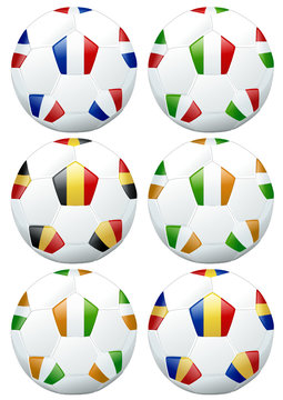 Collection de ballos de football à drapeau tricolore