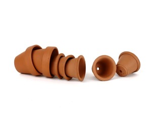 Batch pots on white background