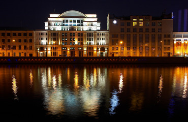 The building on the Kremlin embankment. Moscow Night. Russia