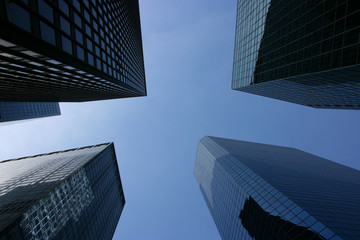 Obraz na płótnie Canvas Glass skyscrapers in the financial district, New York