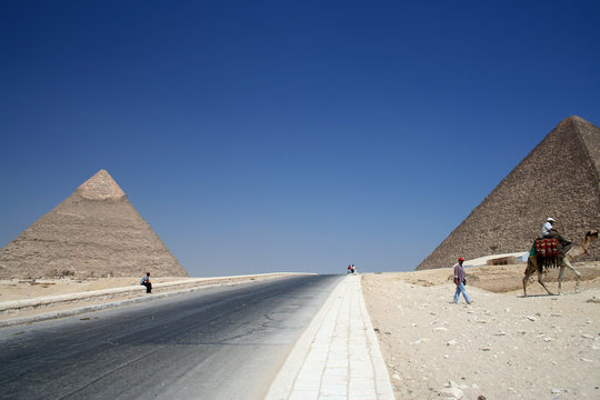 Road inside Pyramids area in Egypt