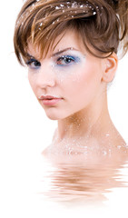 snow girl in the water