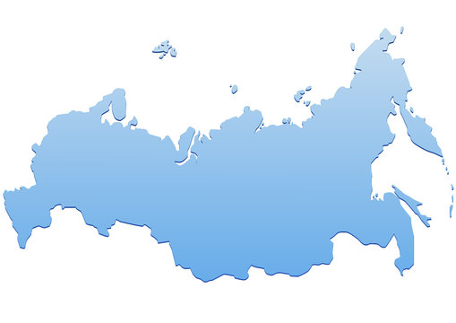 Carte de la Russie bleu