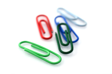 Colored paper clips with shallow depth of field